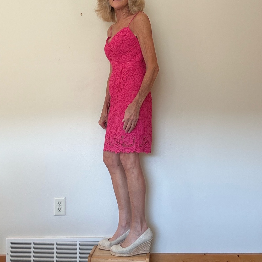 J. Crew Vibrant Pink Lace Mini Dress